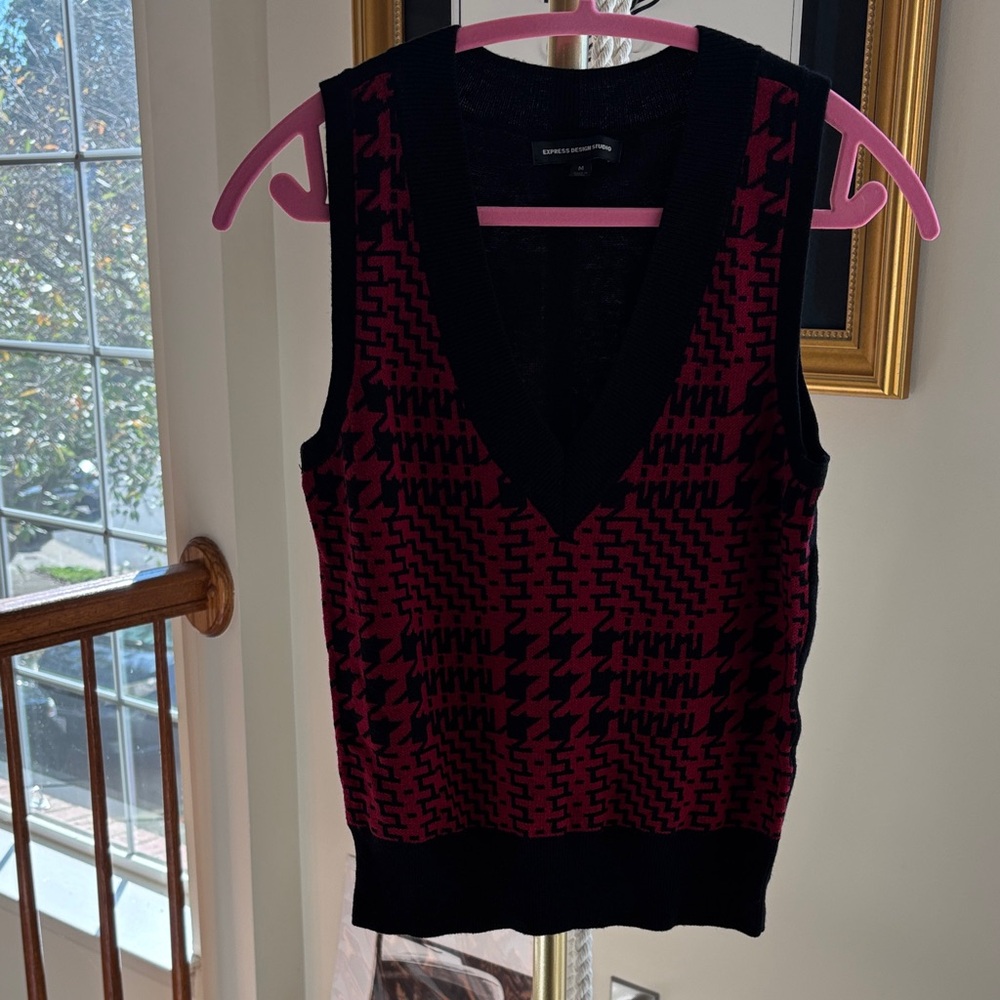 Express Black and Silver Knit Sweater Vest